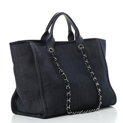 Chanel Denim Medium Deauville Tote Dark Blue 3 of 10
