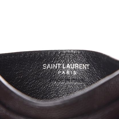 Saint Laurent Grain De Poudre Matelasse Chevron Monogram Credit Card Case Black 6 of 8