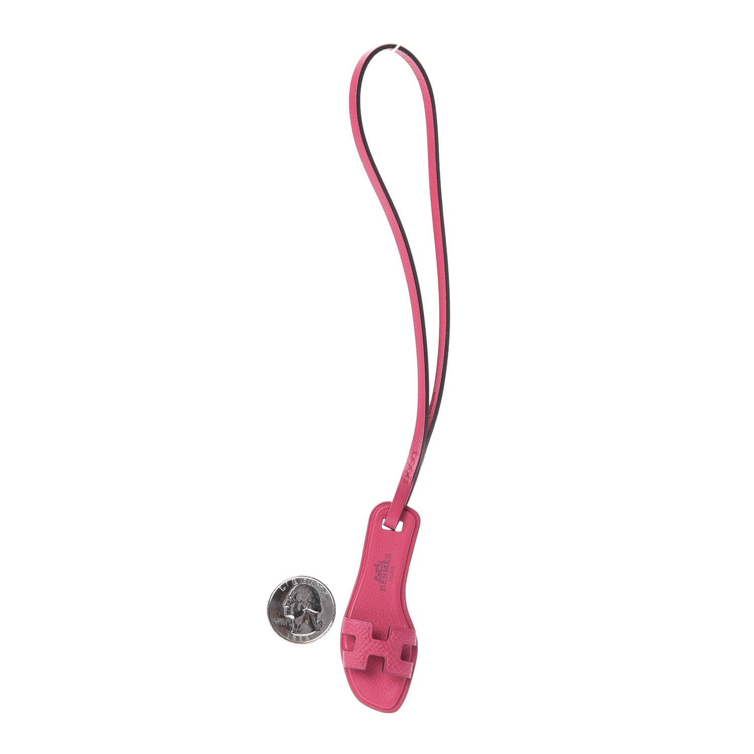 Hermes Epsom Butler Calfskin Hunter Oran Nano Bag Charm Rose Mexico 2 of 4