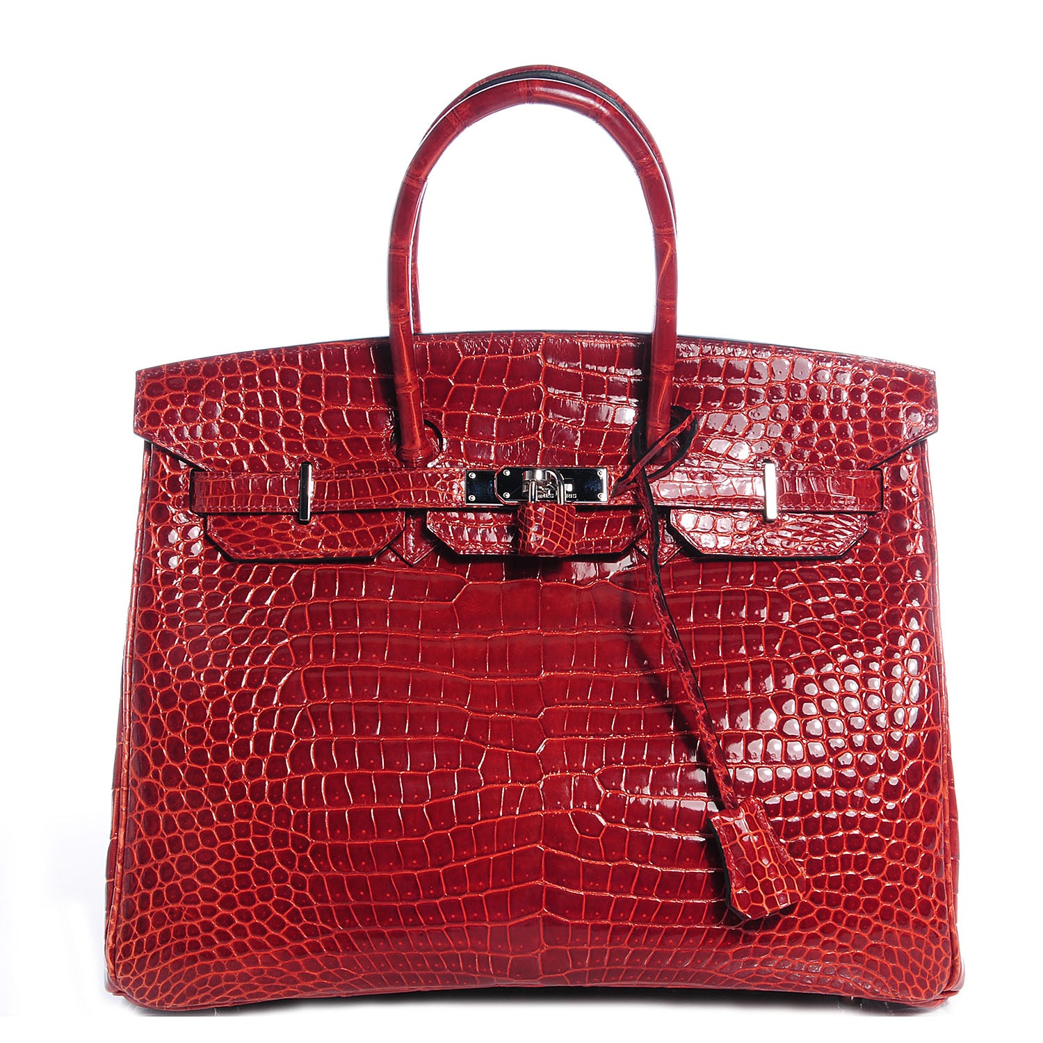 Hermes Shiny Porosus Crocodile Birkin 35 Rouge H 1 of 19