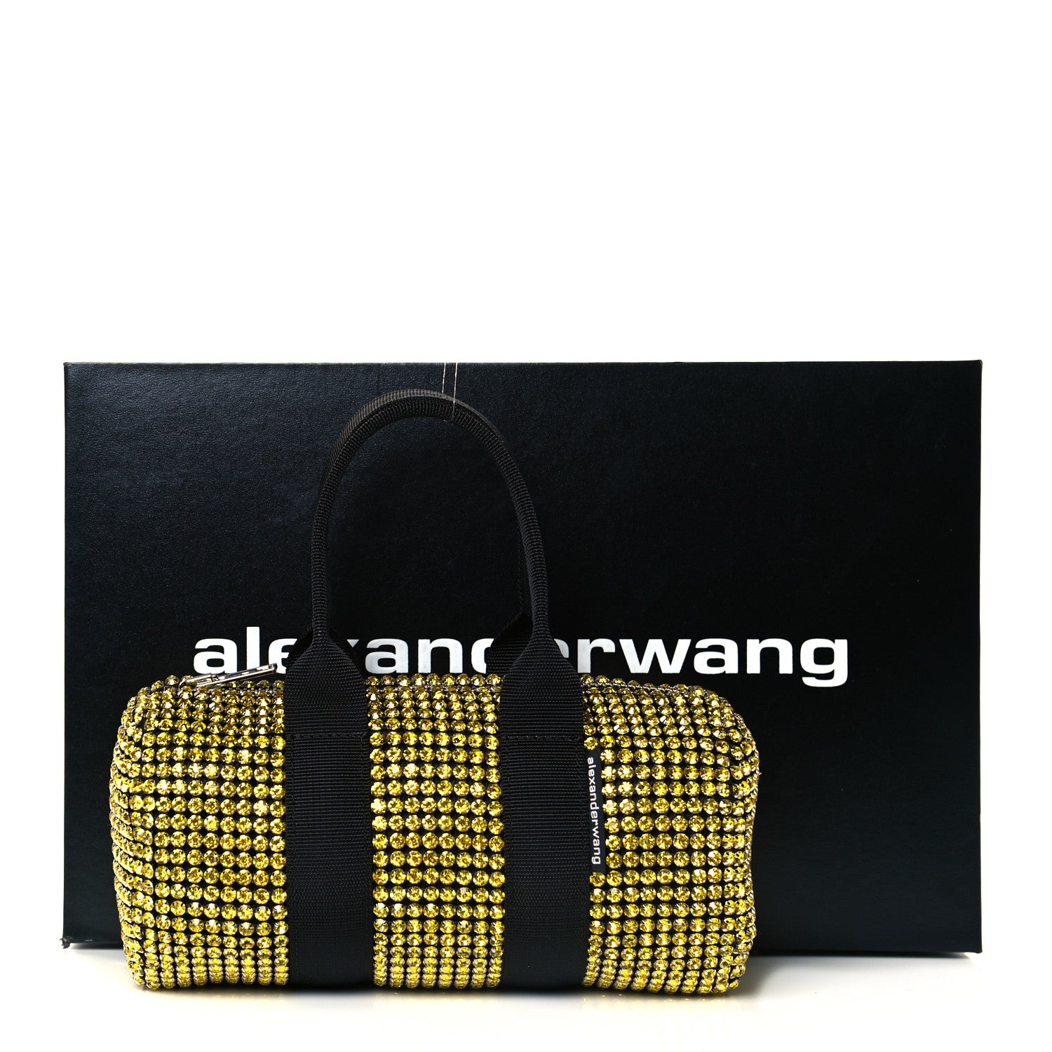 Alexander Wang Mesh Crystal Rhinestone Mini Cruiser Duffle Lemon 10 of 11