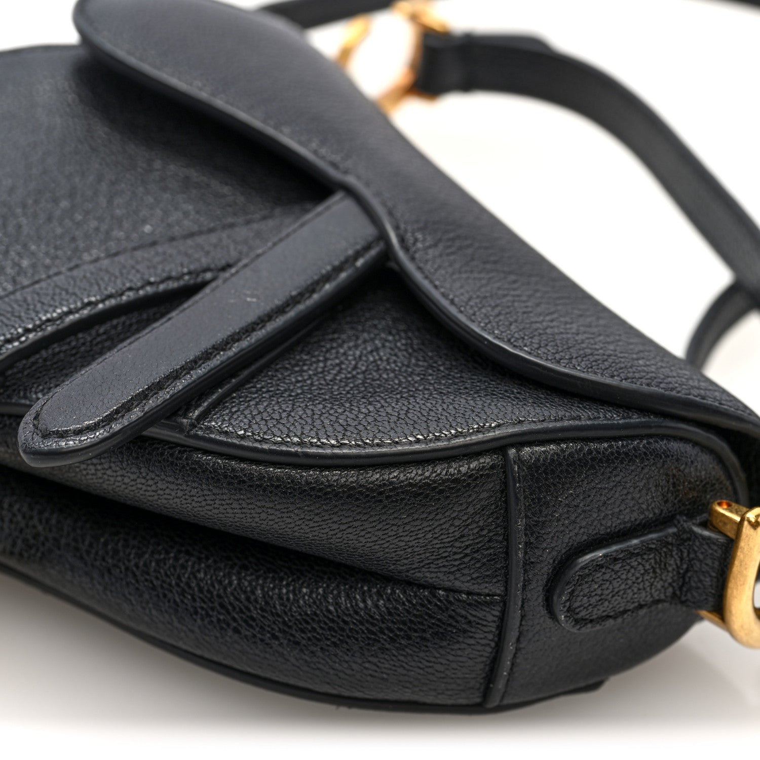 Christian Dior Goatskin Micro Saddle Bag With Strap Black 9 of 10