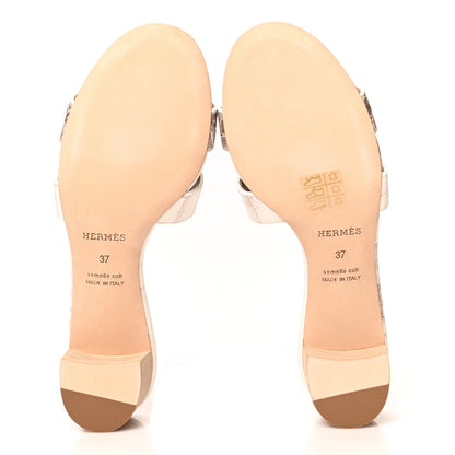 Hermes Matte Niloticus Crocodile Himalaya Oasis Sandals 37 White 5 of 9