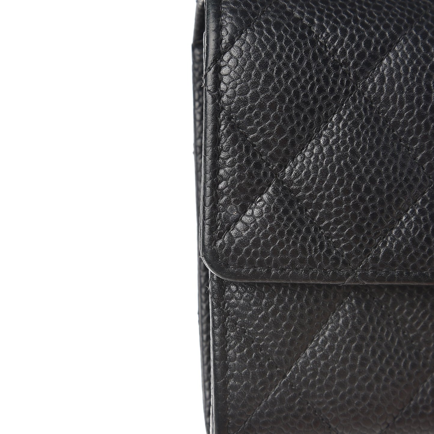 Caviar Quilted Large Gusset Flap Wallet Black