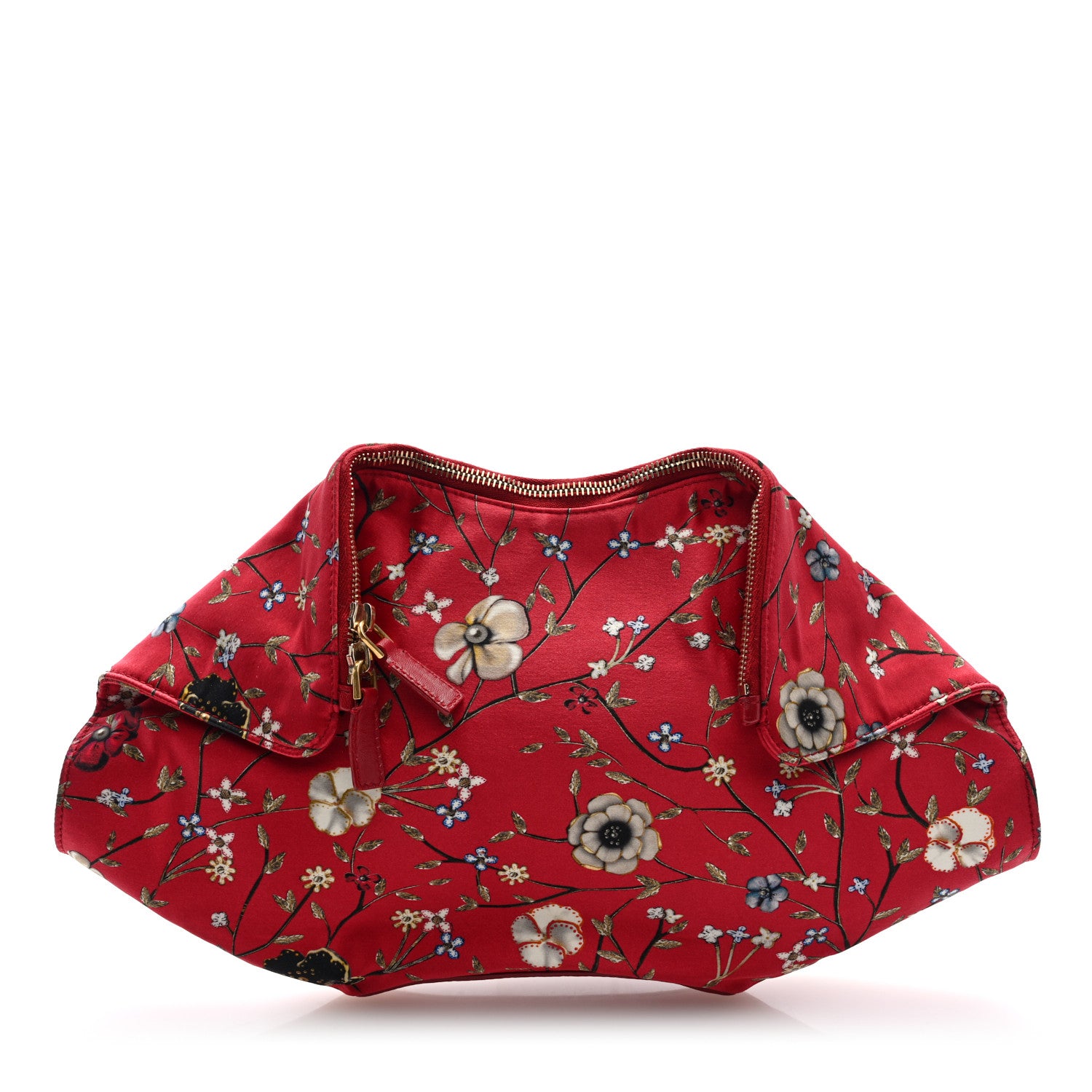 Alexander McQueen Silk Floral Print De Manta Clutch Red Multicolor 1 of 7