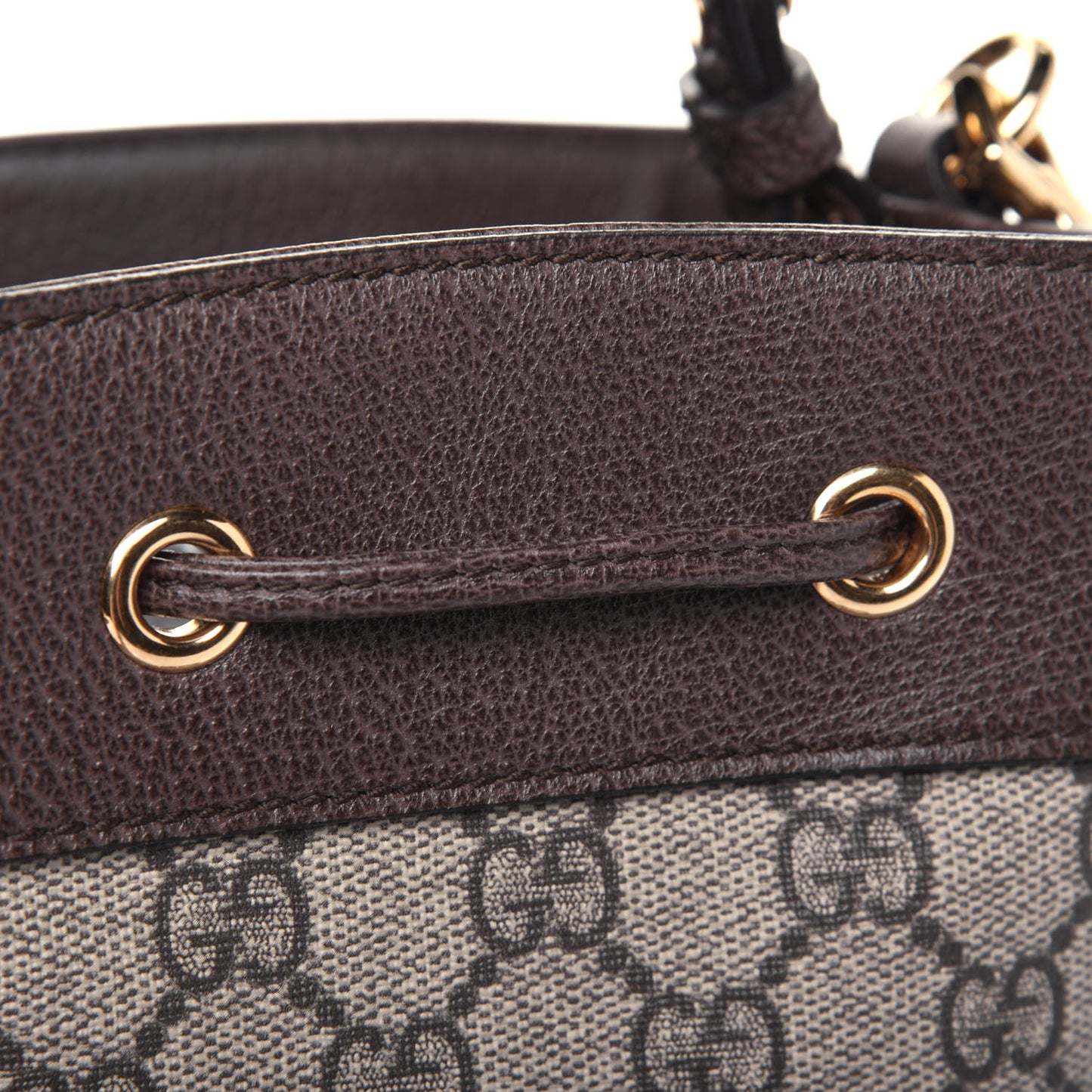 GG Supreme Monogram Web Small Ophidia Bucket Bag Brown