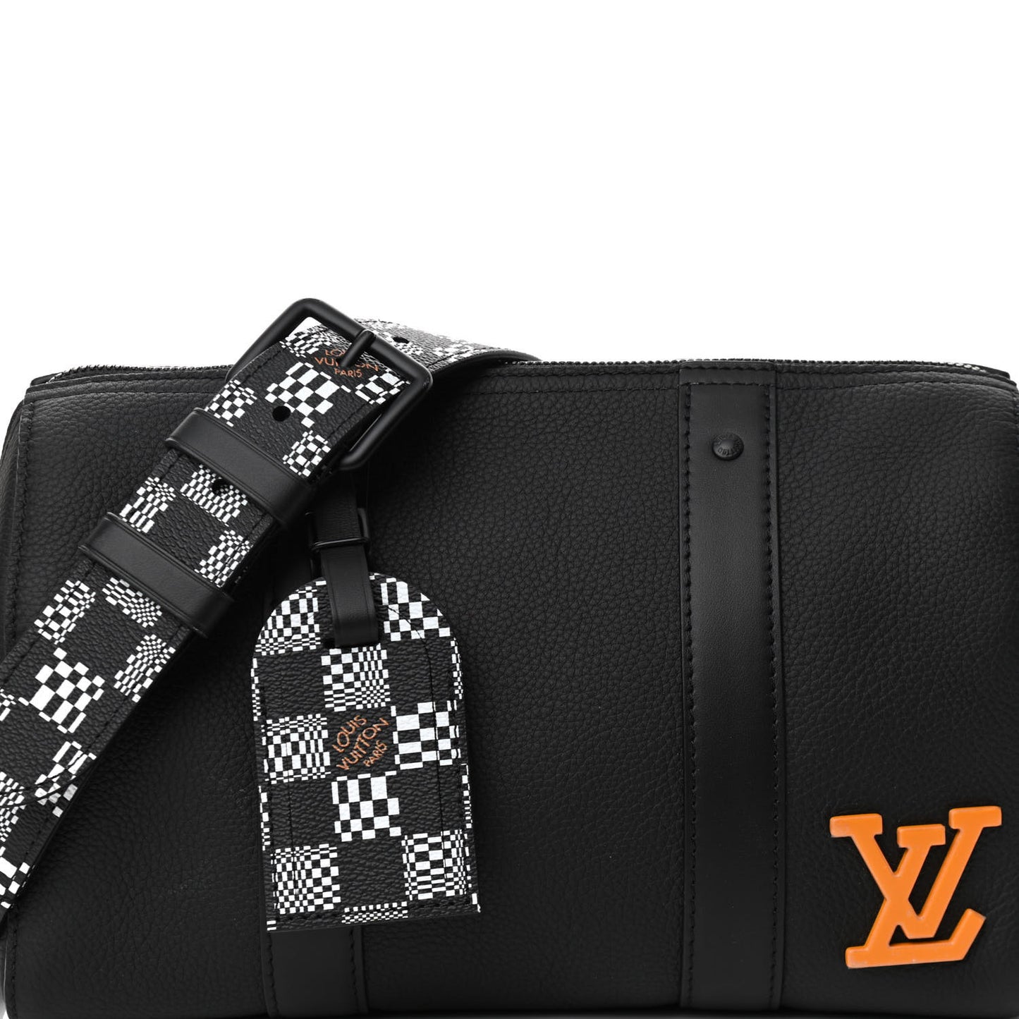 Calfskin Damier Distorted City Keepall Black