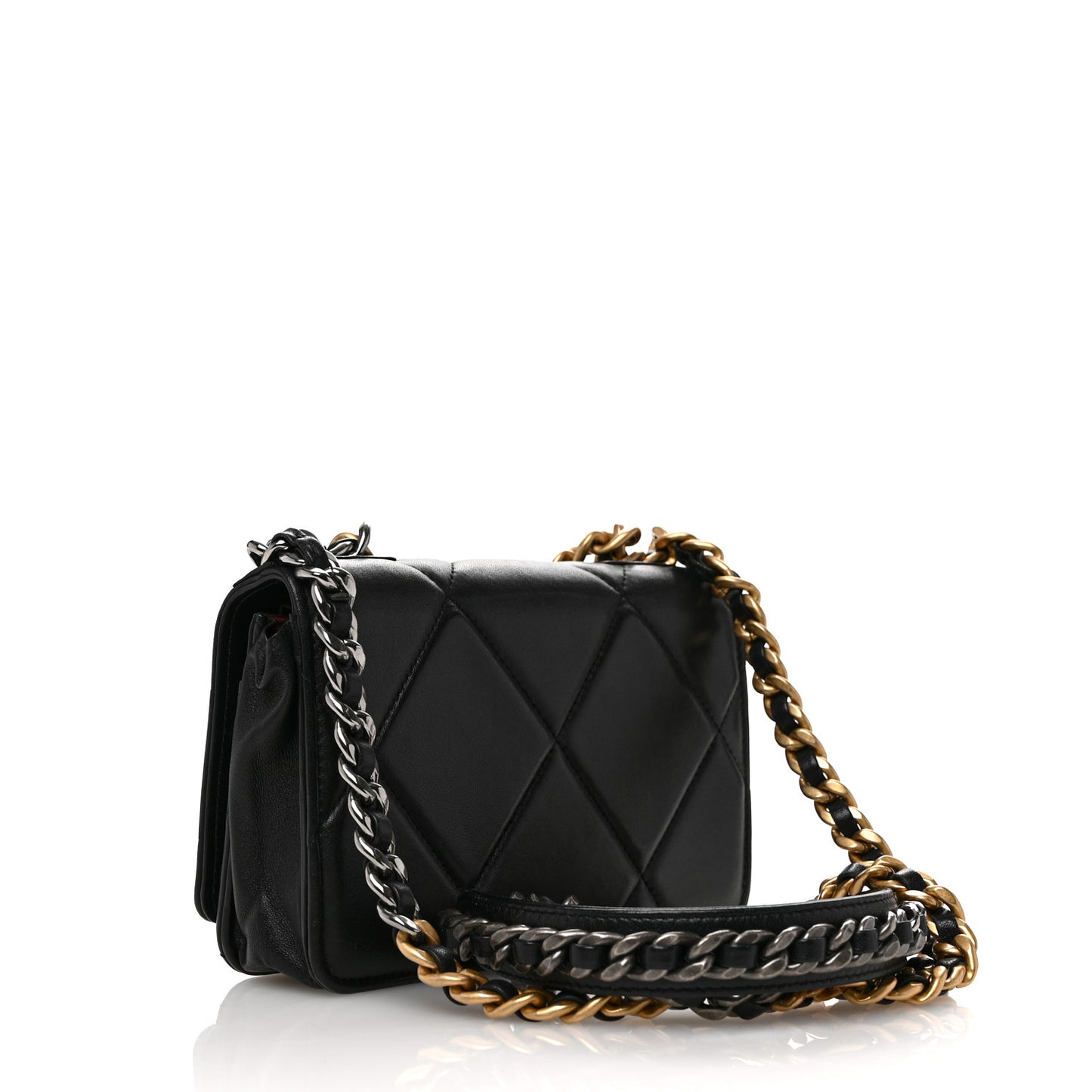 Lambskin Quilted Chanel 19 Wallet On Chain WOC Black