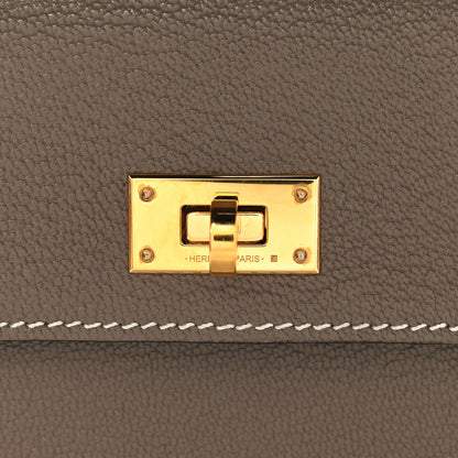 Hermes Chevre Chandra Kelly Pocket Compact Wallet Etoupe 8 of 9