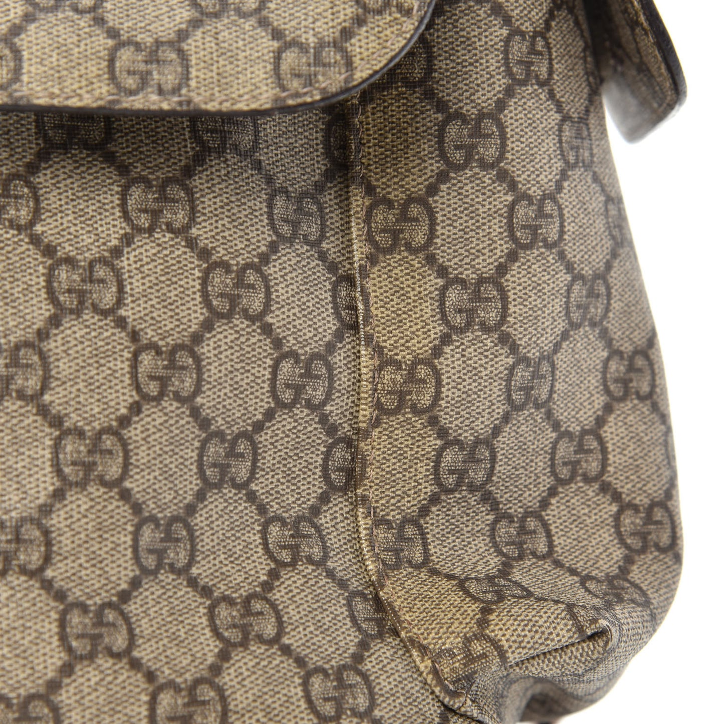 GG Supreme Monogram Selleria Calfskin Messenger Diaper Bag Beige Ebony Cocoa Dark Chocolate