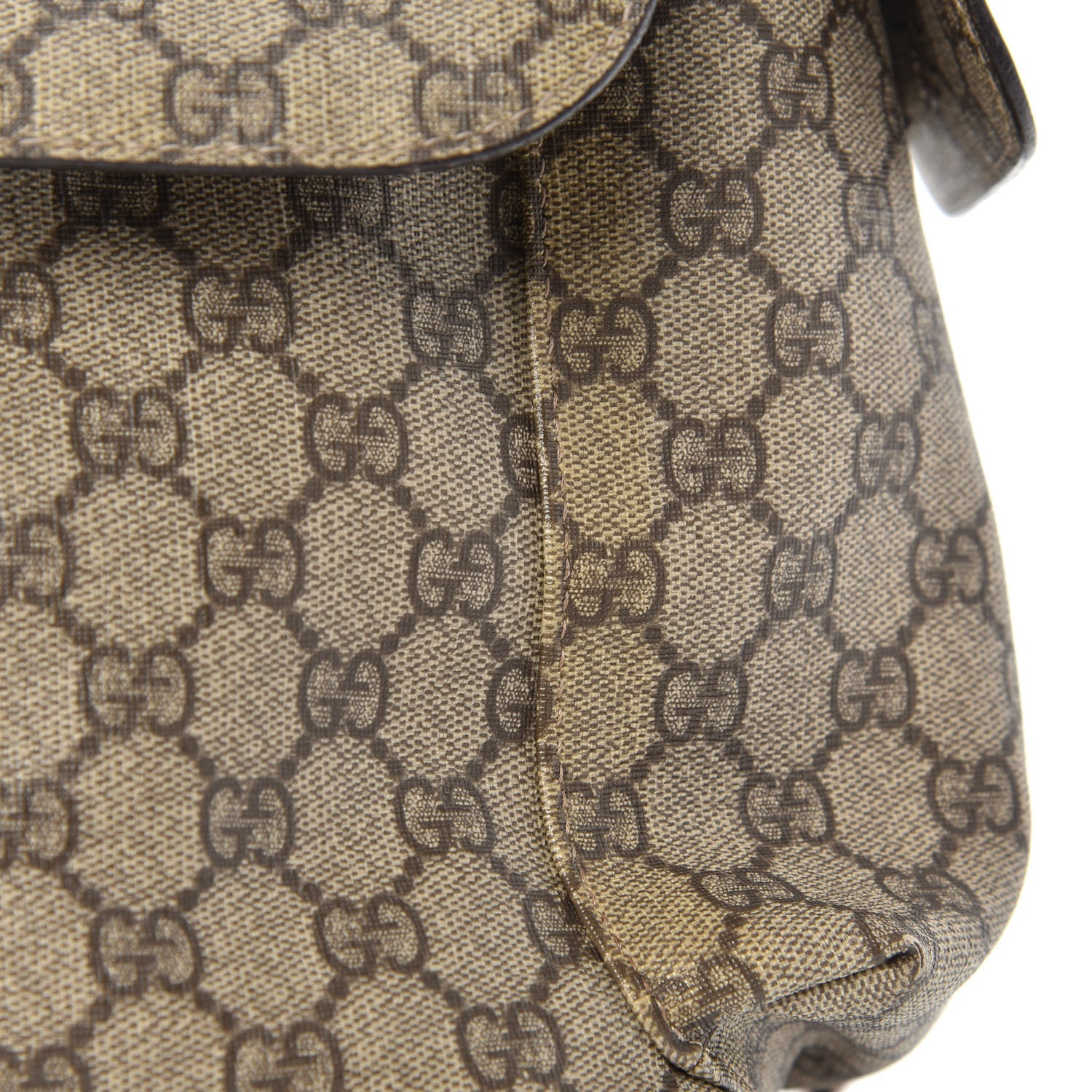 Gucci GG Supreme Monogram Selleria Calfskin Messenger Diaper Bag Beige Ebony Cocoa Dark Chocolate 11 of 16