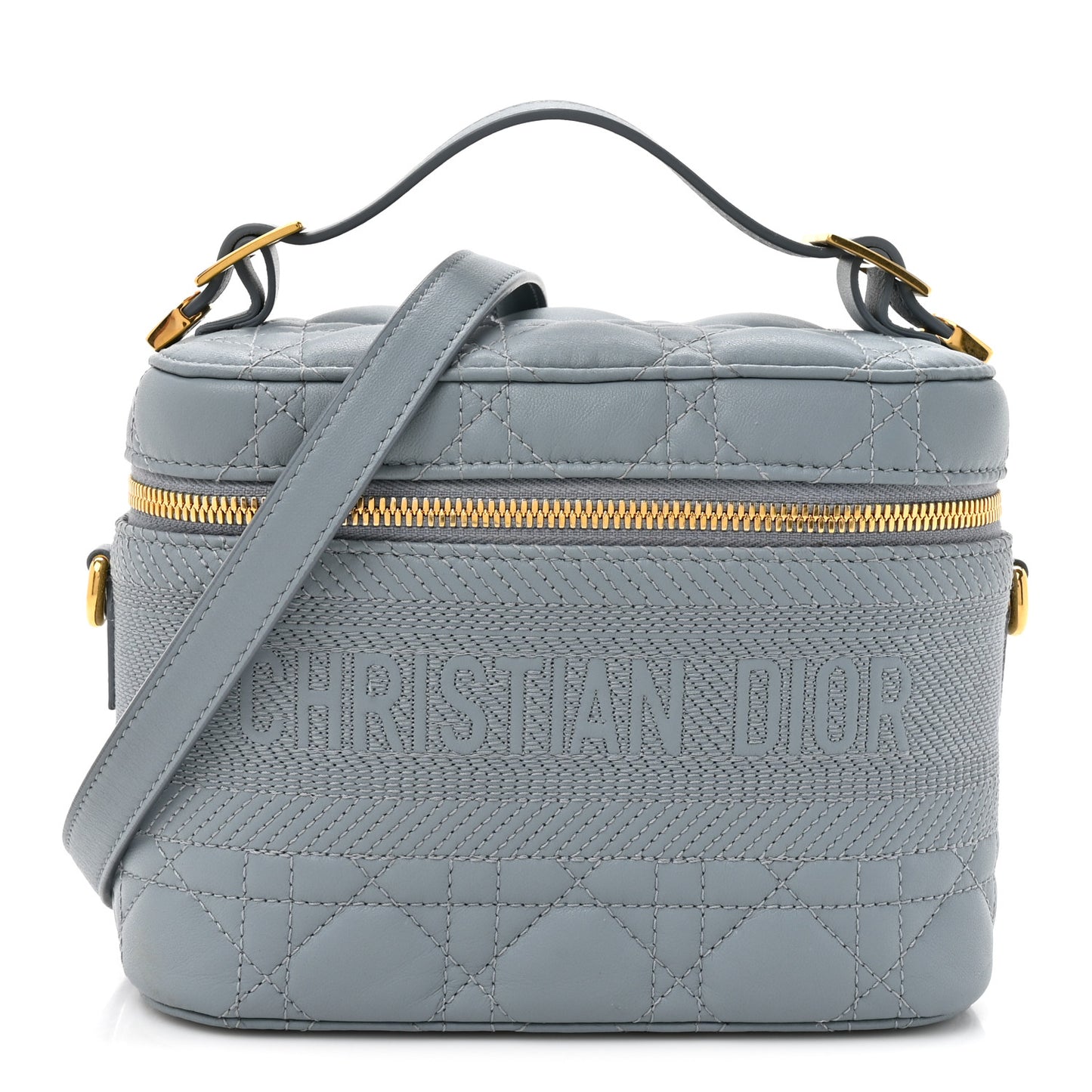 Lambskin Cannage Small Diortravel Vanity Case Cloud Blue