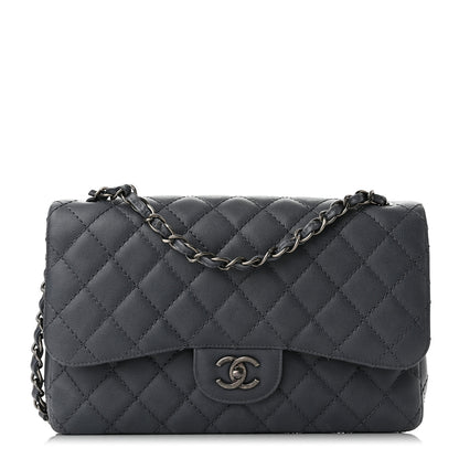 Chanel Washed Caviar Quilted Jumbo Double Flap Dark Grey 1 of 10
