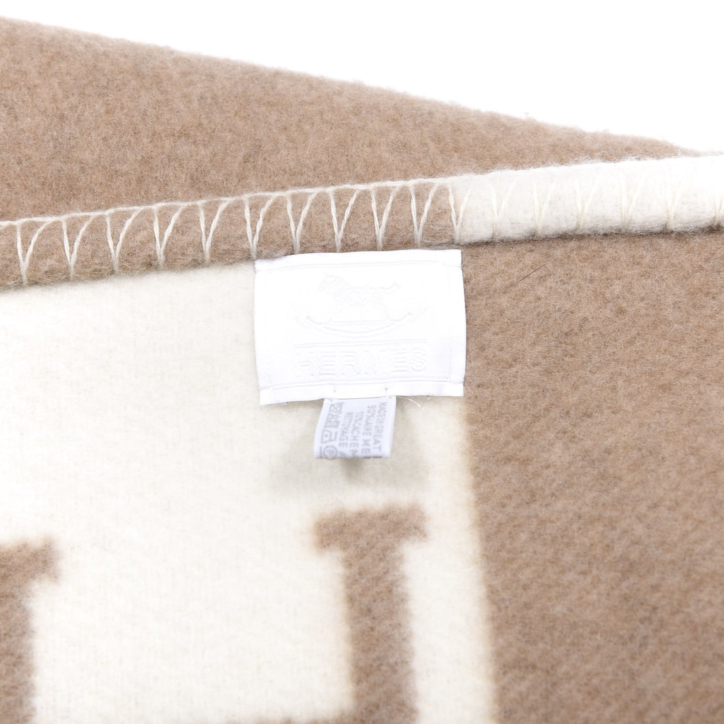 Wool Cashmere Avalon Baby Blanket Noisette Moyen White