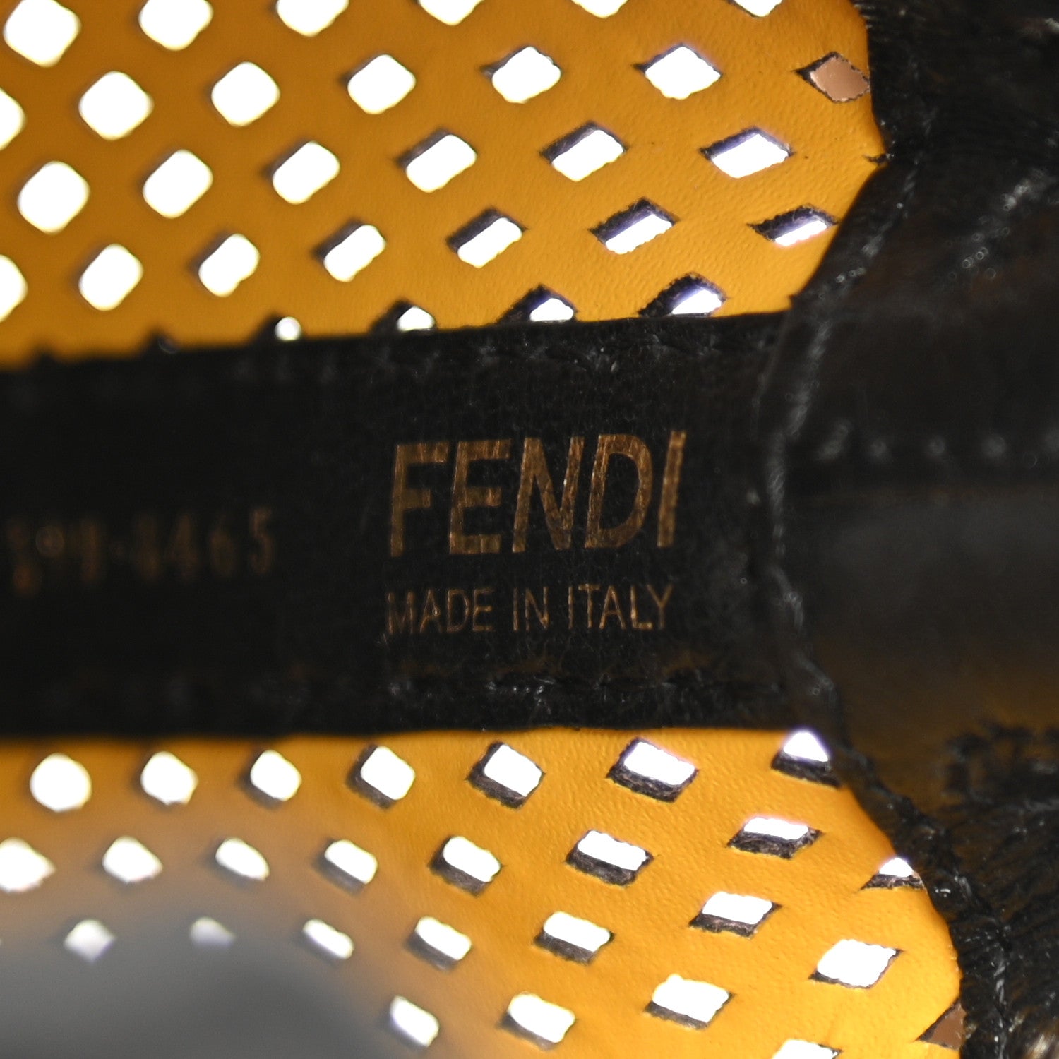 Fendi Vitello Liberty Glossy Lambskin F is Fendi Perforated Mini Mon Tresor Bucket Bag Sand Mimosa Black 6 of 10