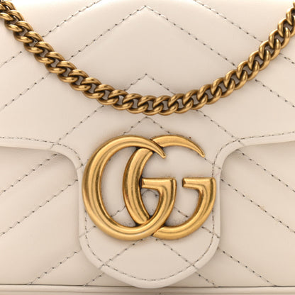 Gucci Calfskin Matelasse Super Mini GG Marmont Shoulder Bag White 8 of 10