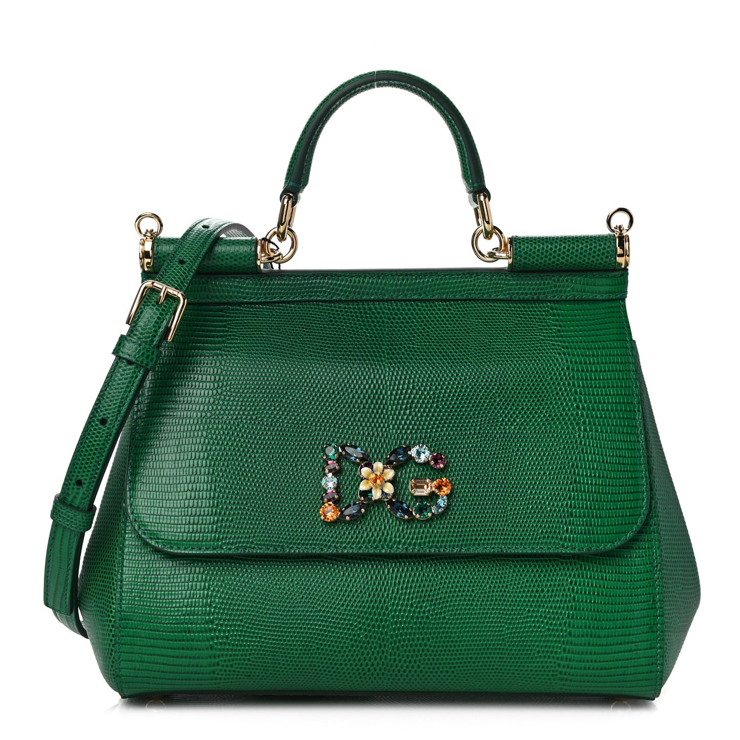 Stampa Iguana Crystal Medium Miss Sicily Satchel Green