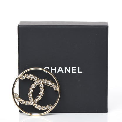 Chanel Crystal Round CC Brooch Gold 5 of 5