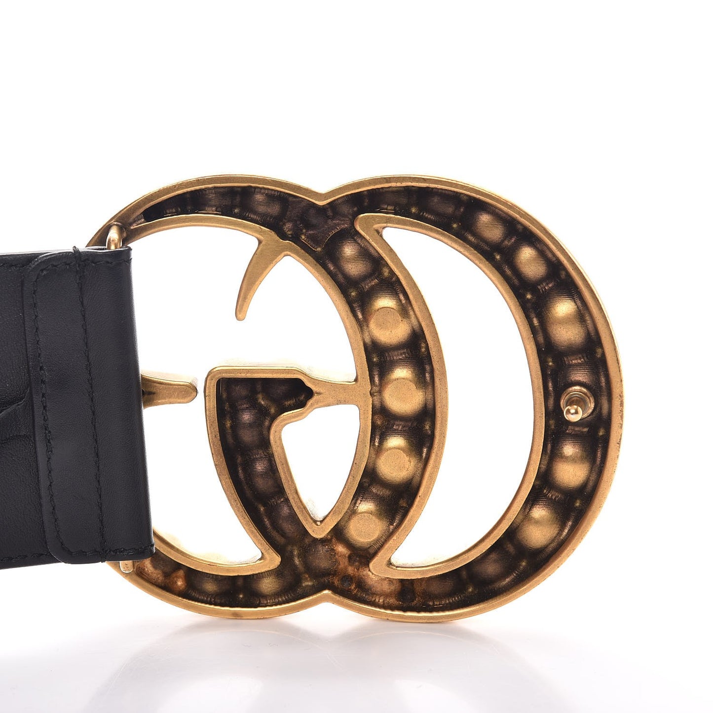 Moon Calfskin Pearl Double G 70mm Belt 85 34 Black Cream
