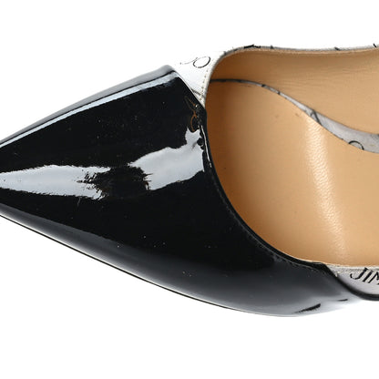 Jimmy Choo Patent Jacquard Love Logo 100 Icon Pumps 37 Black White 8 of 8