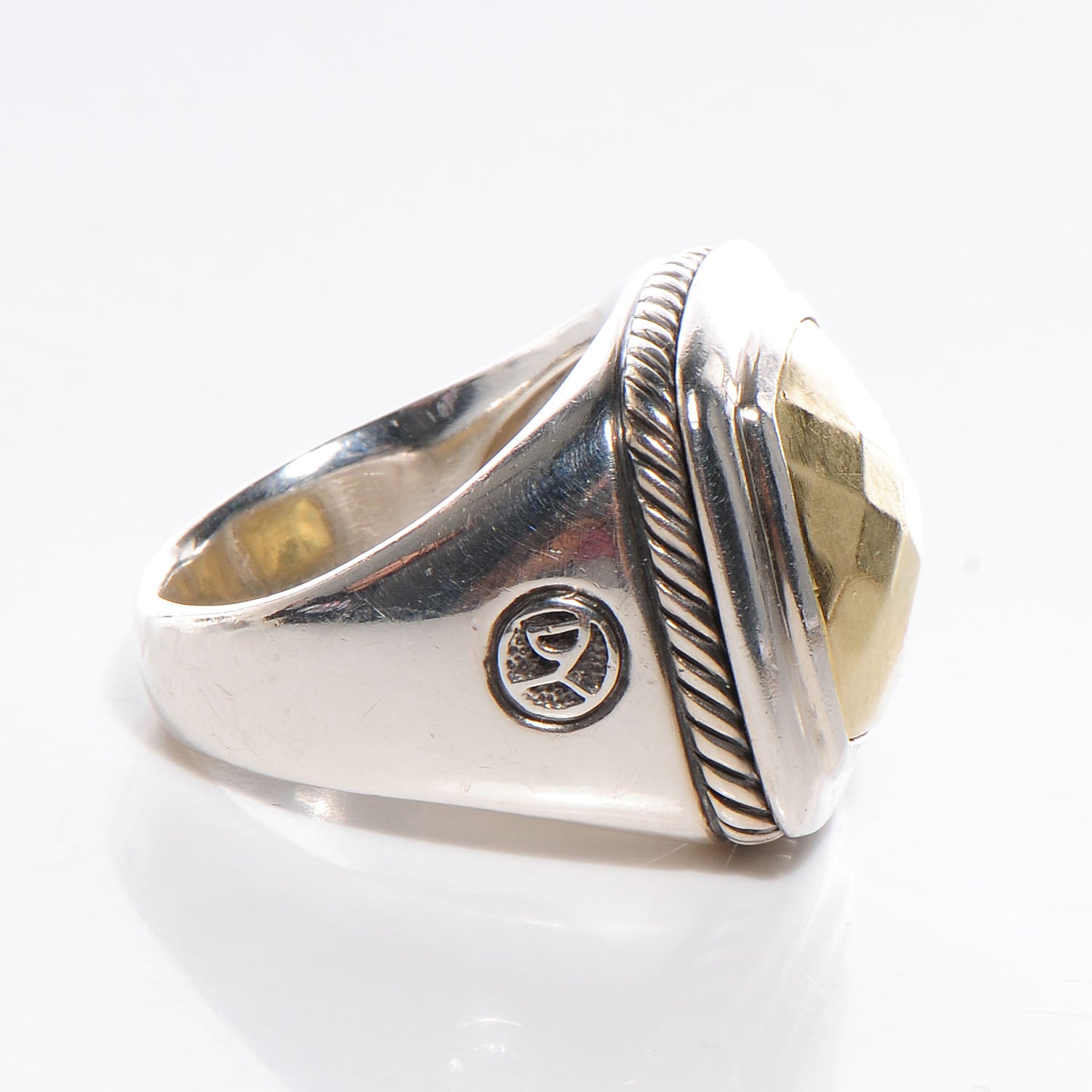 David Yurman Sterling Silver 18K Yellow Gold 20mm Albion Dome Statement Ring 57 8 6 of 6