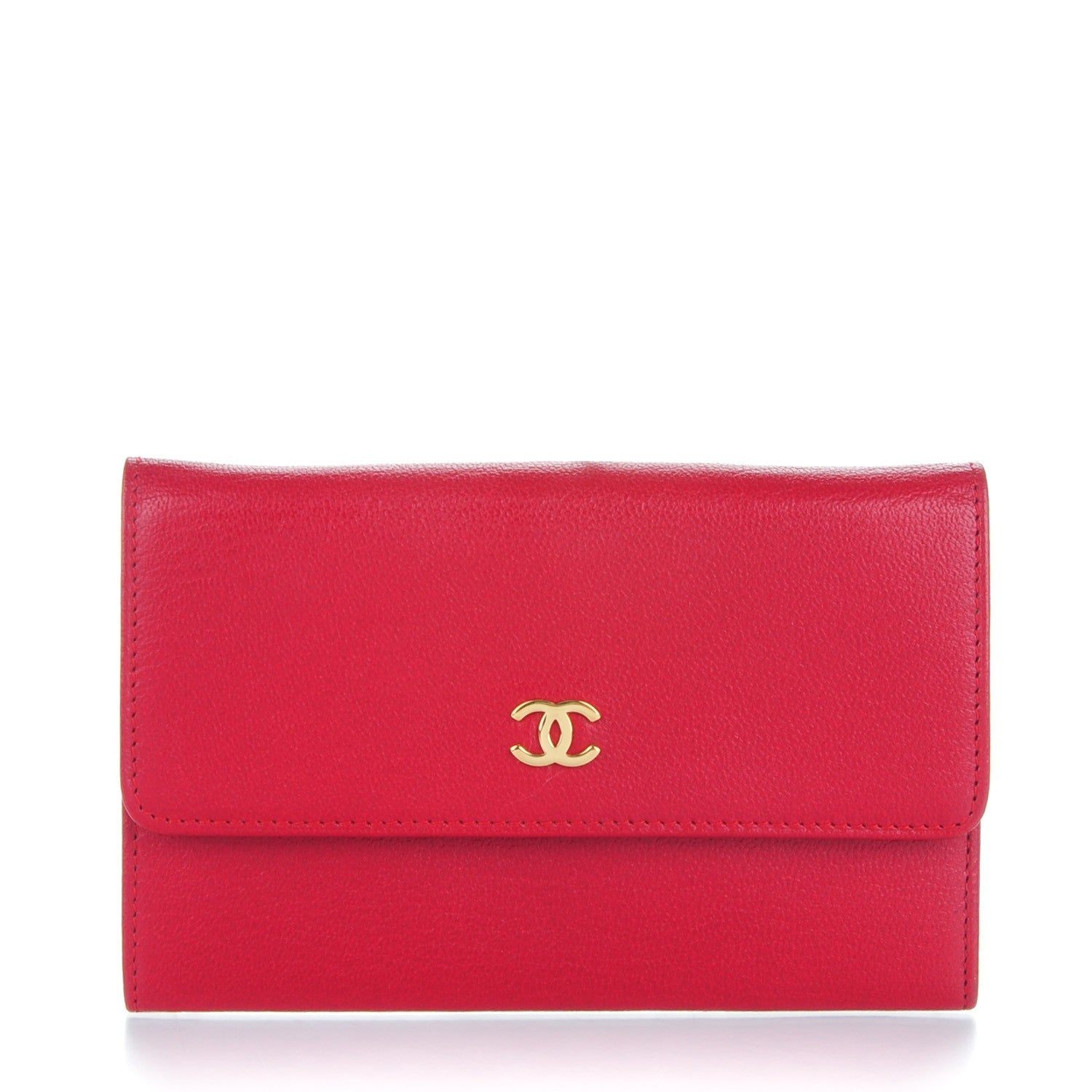 Chanel Goatskin Small Flap Wallet Red 1 of 8