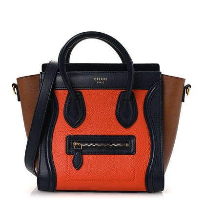Celine Elephant Calfskin Nano Tri-Color Luggage Bright Orange 1 of 17