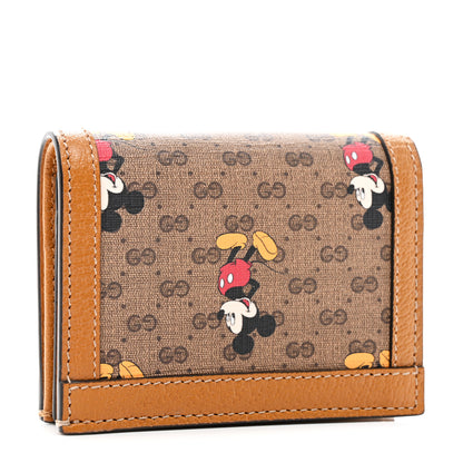 Gucci X DISNEY Mini Vintage GG Supreme Monogram Mickey Mouse Card Holder Wallet Beige Vintage Sun Oil 3 of 8