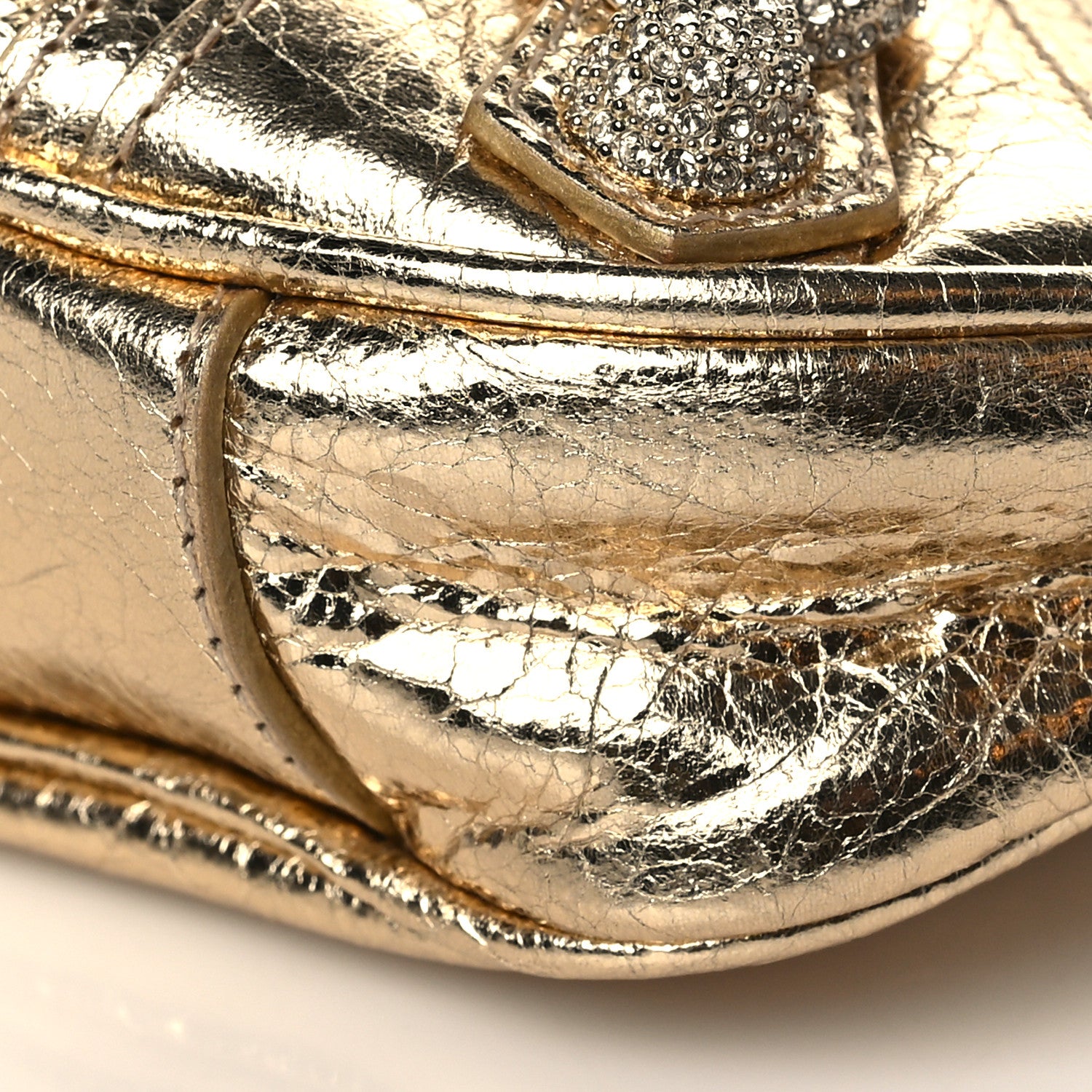 Balenciaga Metallic Arena Agneau Crystal Le Cagole Mini Purse With Chain Light Gold 10 of 10