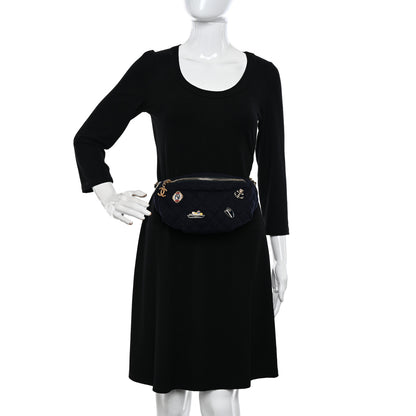 Chanel Wool Lambskin Quilted Paris Hamburg Charms Waist Bag Dark Navy 2 of 10