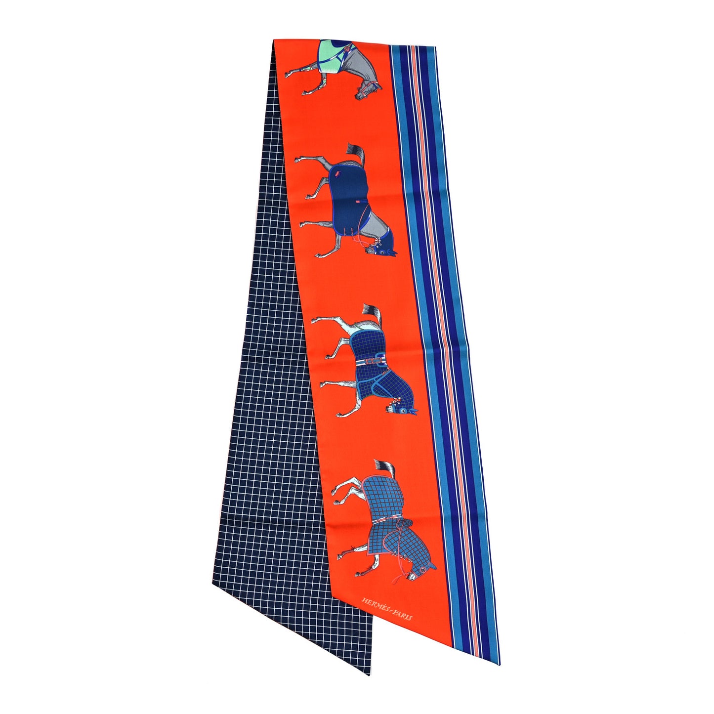 Silk Couvertures et Tenues de Jour a Carreaux Maxi Twilly Cut Vermillon Marine Ciel