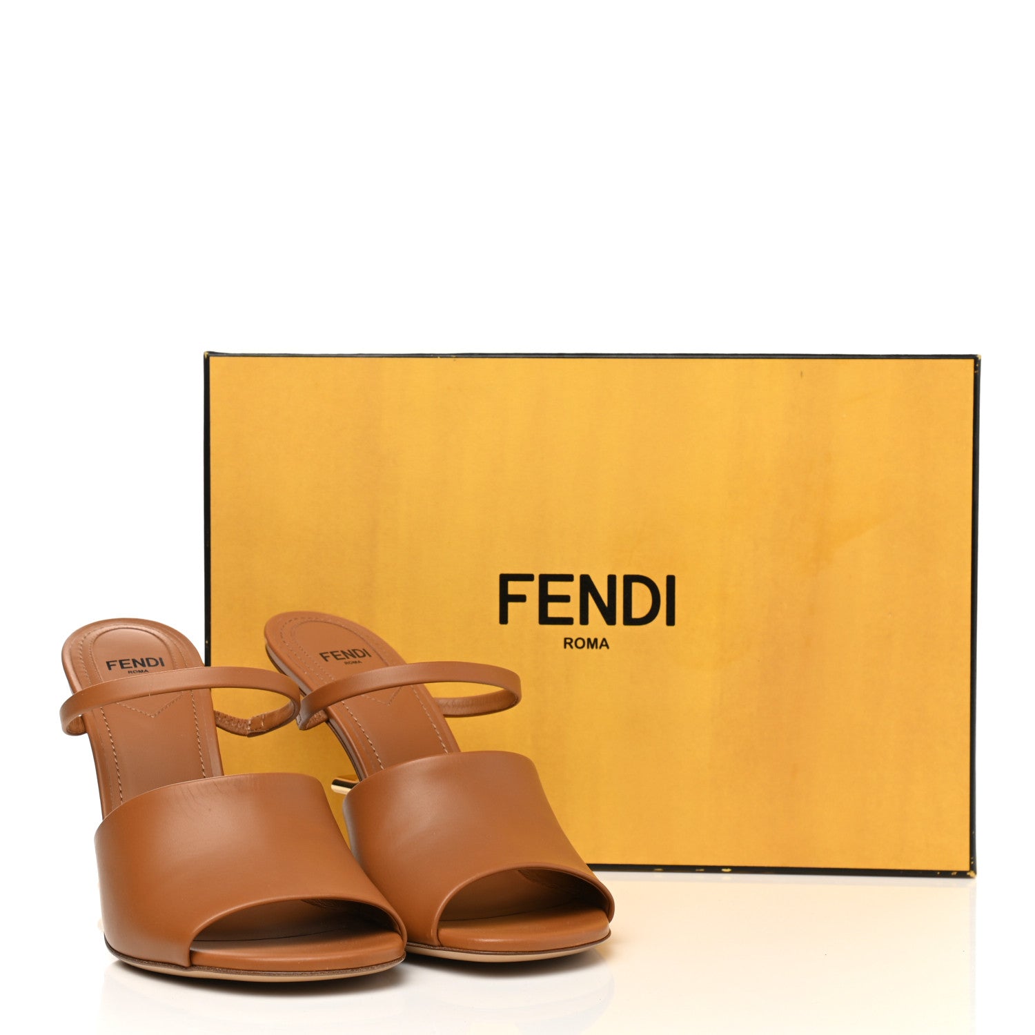 Fendi Calfskin Fendi First 95mm Slide Sandals 37.5 Caramello 8 of 16