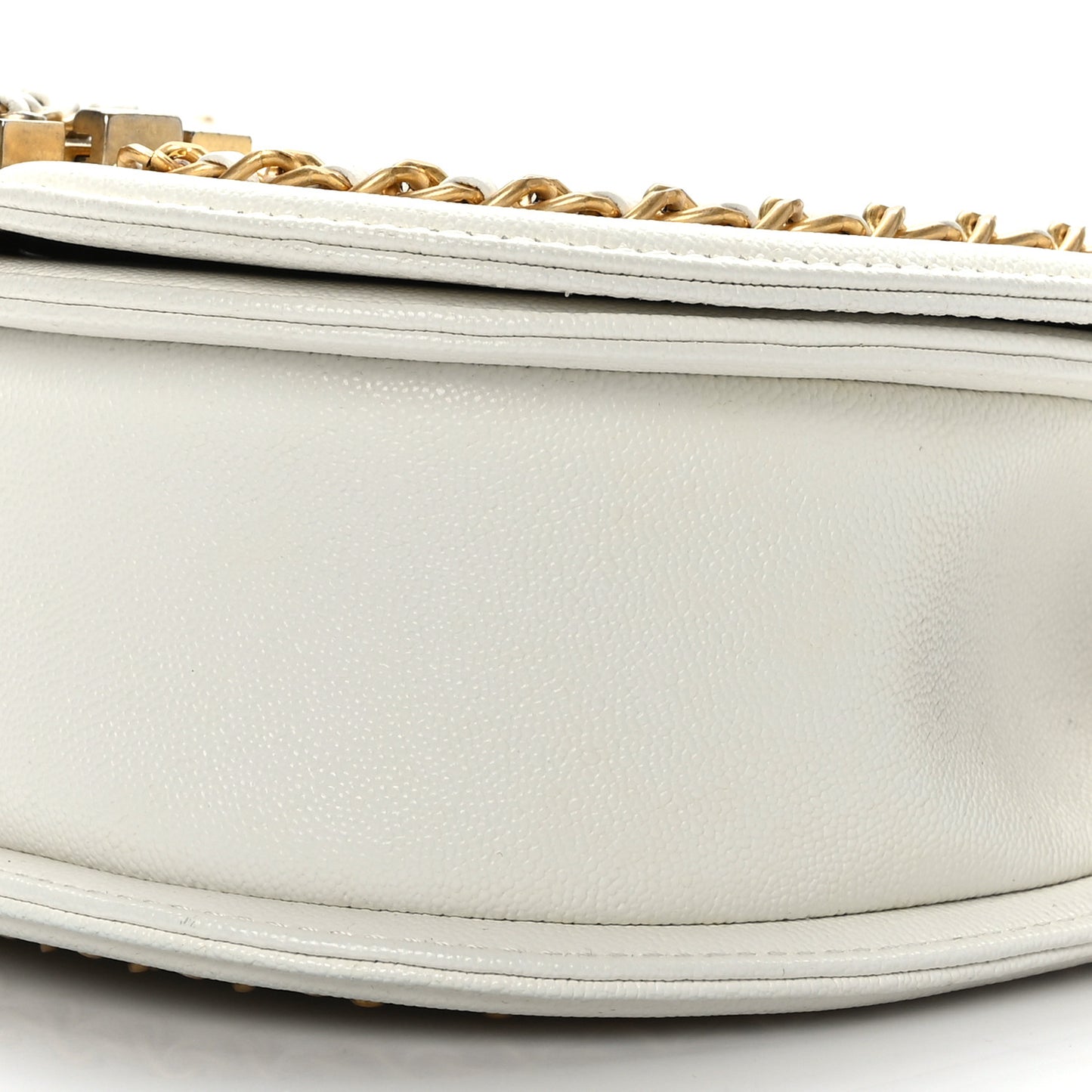 Caviar Quilted Small Chain Around Boy Messenger Bag White