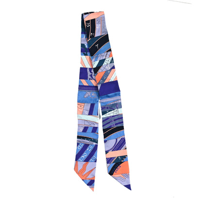 Hermes Silk Astrologie Nouvelle Twilly Ultraviolet Bleu Corail 2 of 3