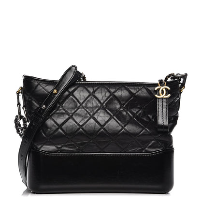 Chanel Aged Calfskin Quilted Medium Gabrielle Hobo Black 1 of 7