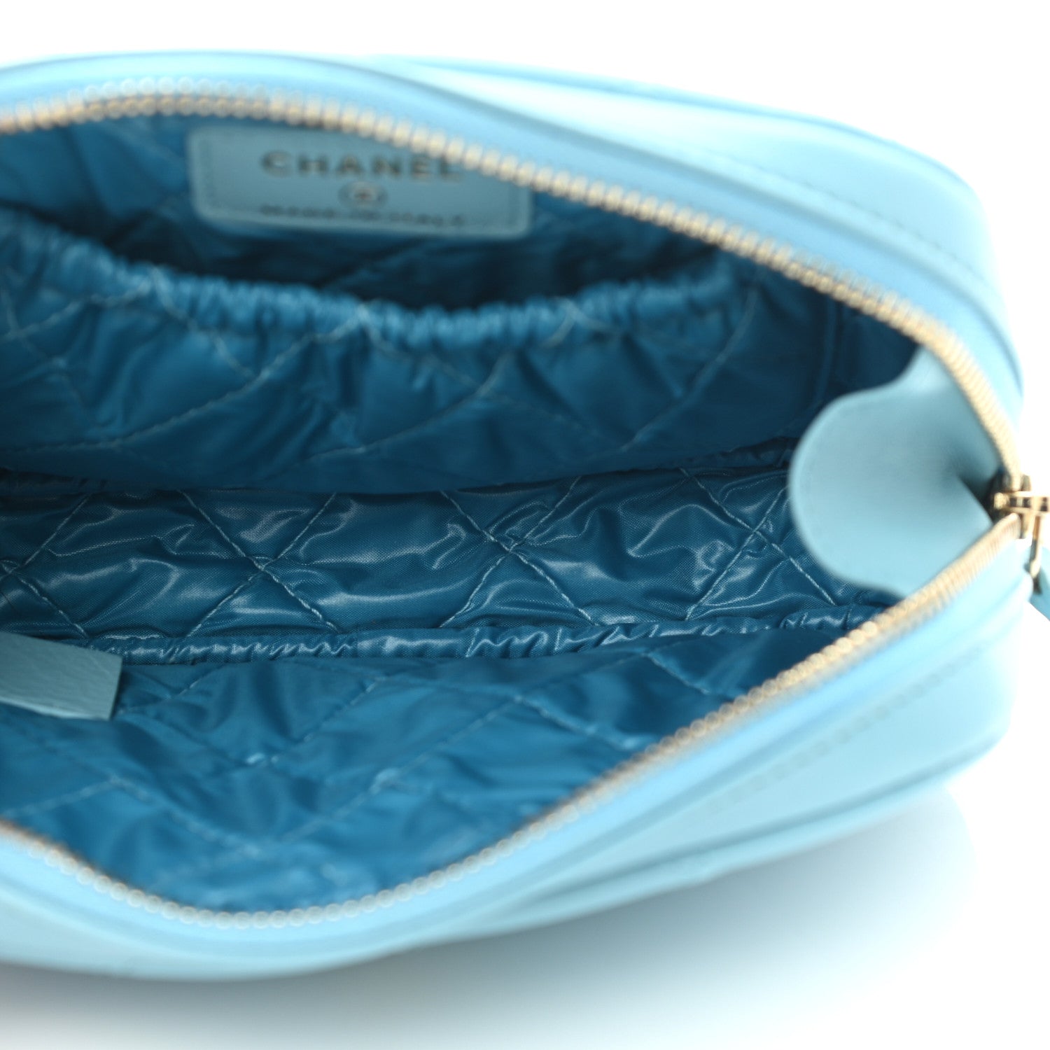 Chanel Lambskin Quilted Small Curvy Pouch Cosmetic Case Light Blue 5 of 7