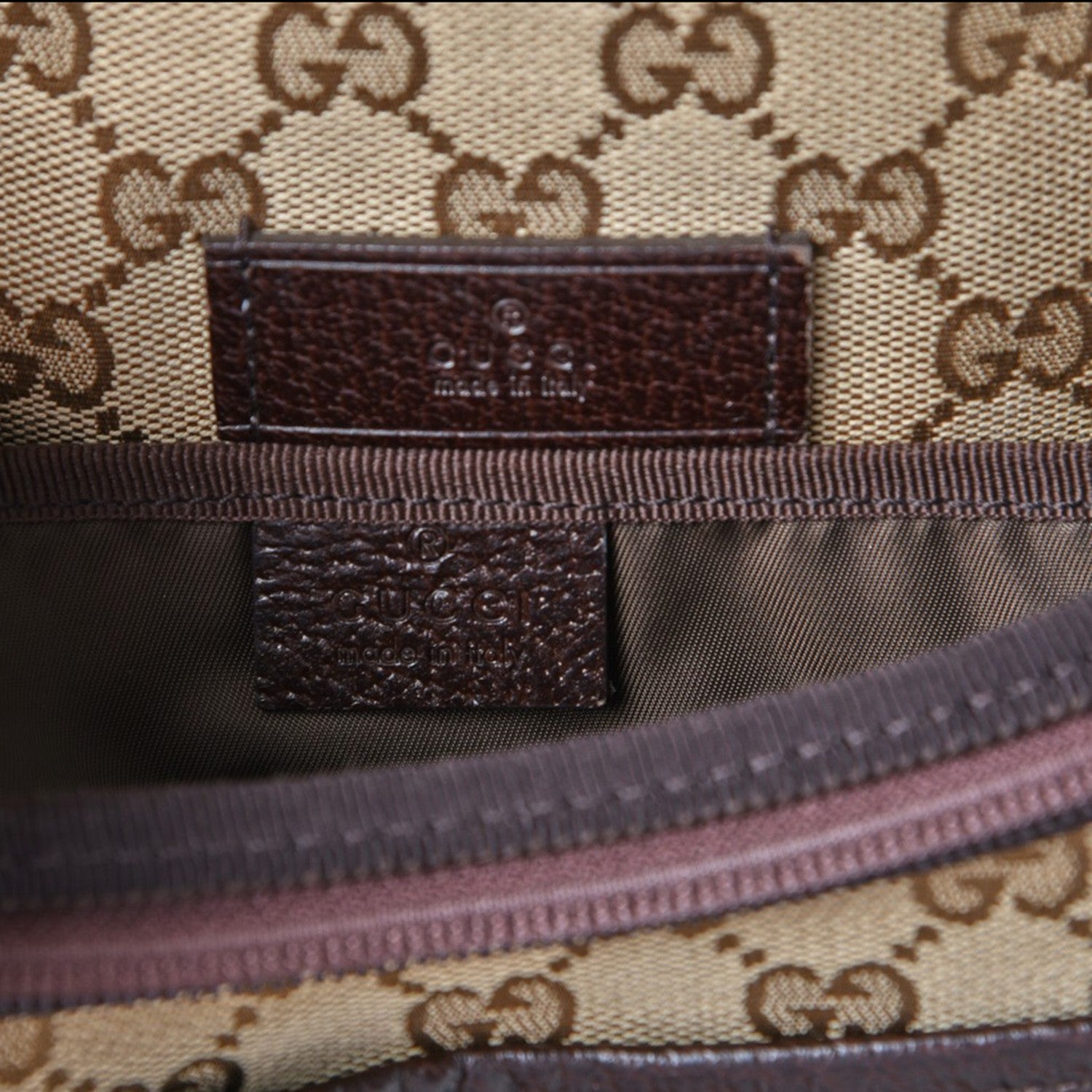 Gucci Monogram Natural Pigskin Large Diaper Bag Beige Ebony Cocoa Dark Chocolate 5 of 7