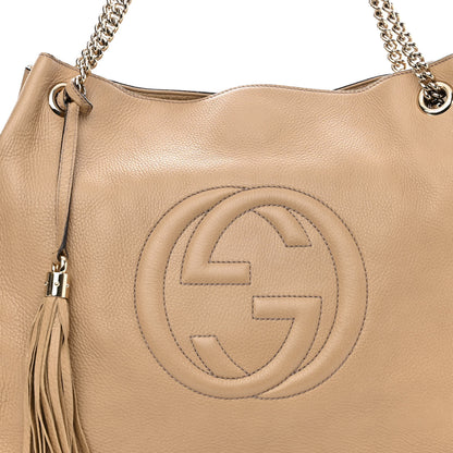 Gucci Pebbled Calfskin Large Soho Chain Shoulder Bag Camelia 8 of 13