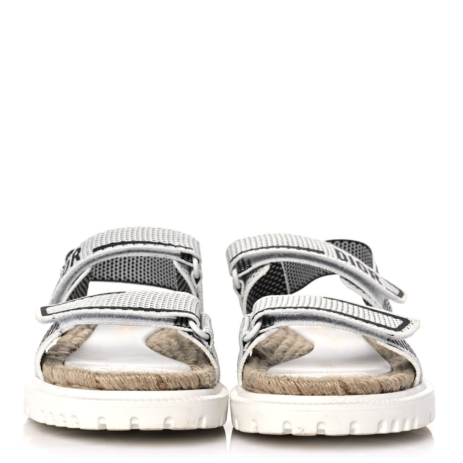 Christian Dior Technical Knit Jute Dioract 10mm Sandals 36 White Black 2 of 7