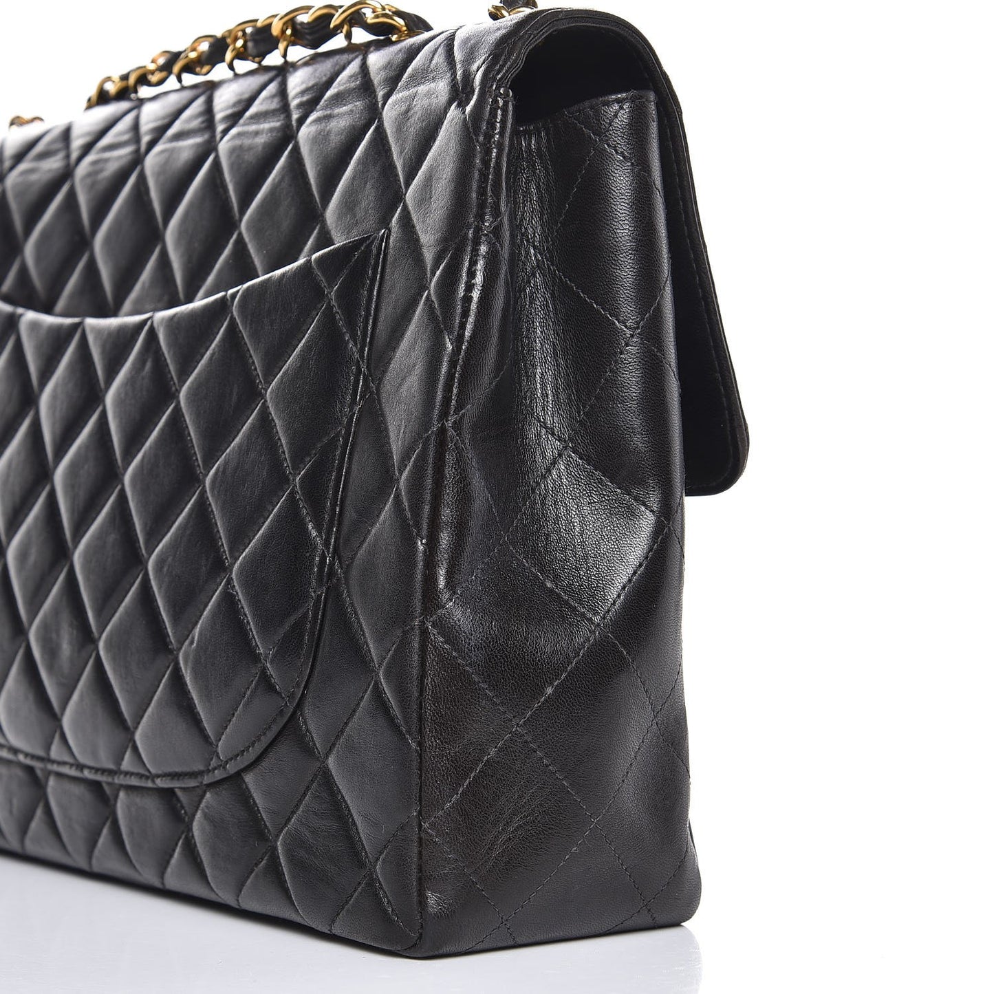 Lambskin Quilted Jumbo Single Flap Black