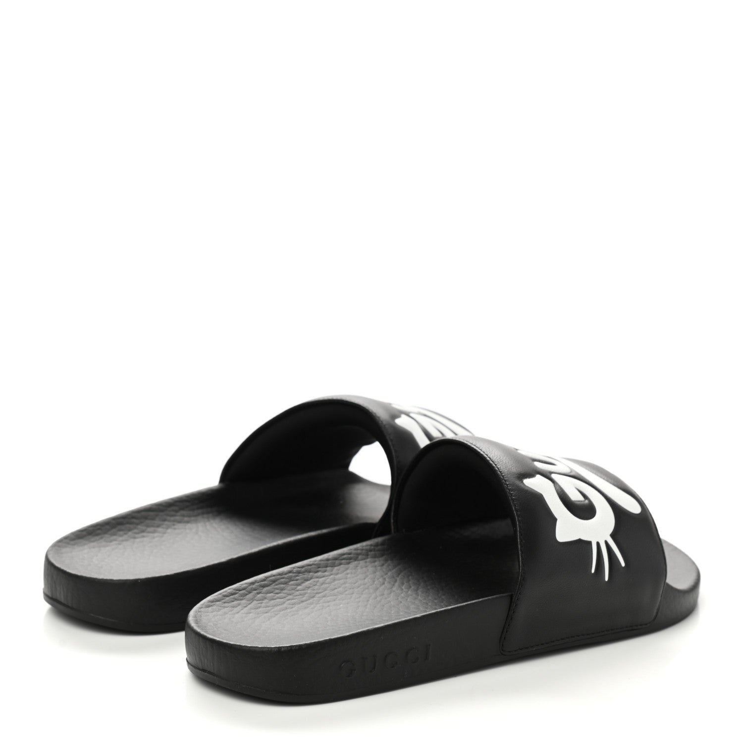 Gucci Nappa Cat Logo Womens Pursuit Slide Sandals 37 Black 4 of 7