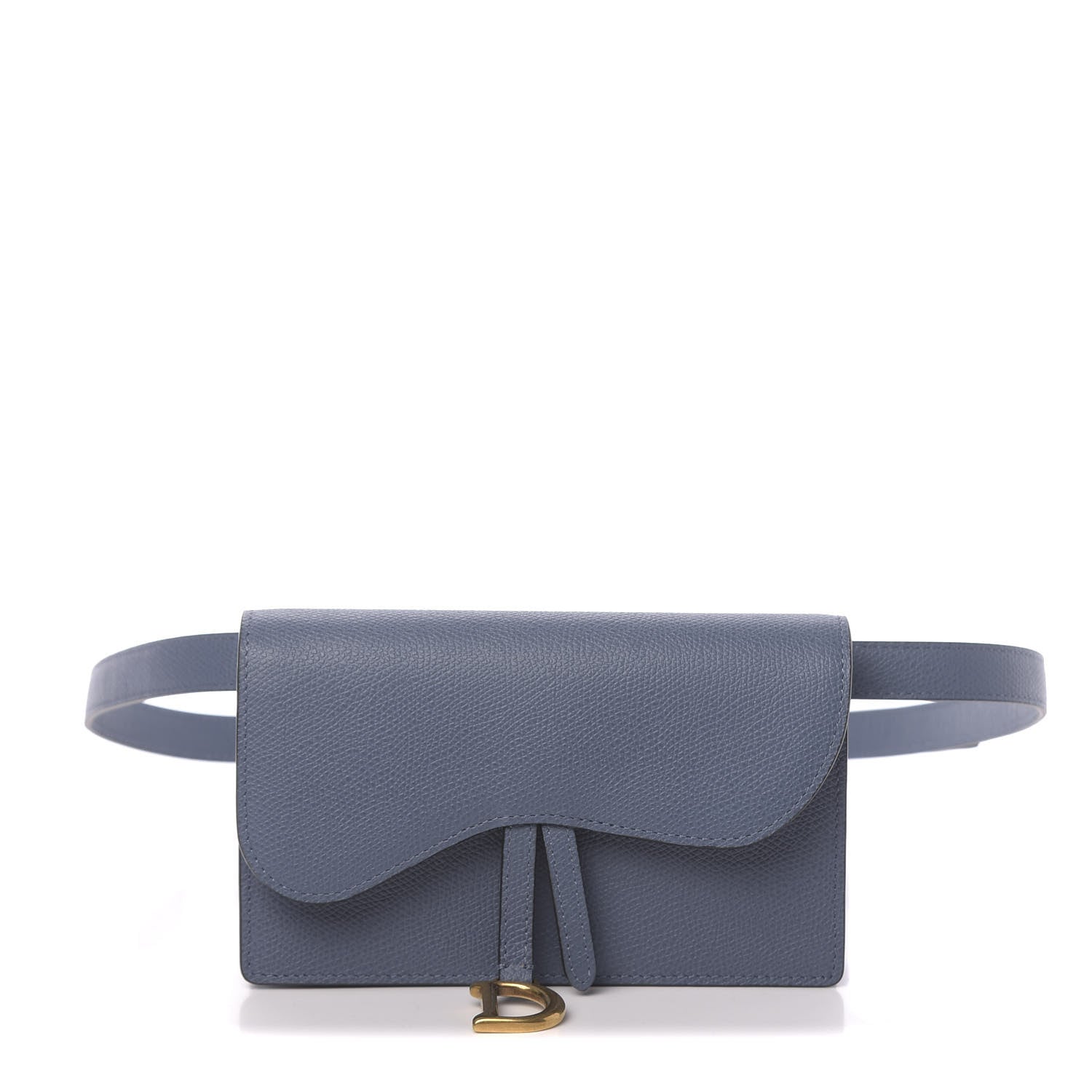 Christian Dior Grained Calfskin Saddle Belt Clutch Denim Blue 1 of 11