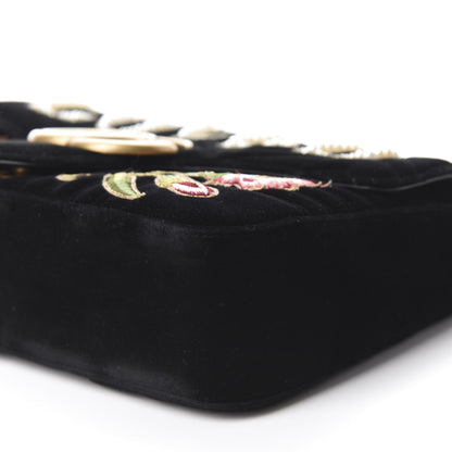 Gucci Velvet Matelasse Loved Embroidered Medium GG Marmont Shoulder Bag Black 7 of 10