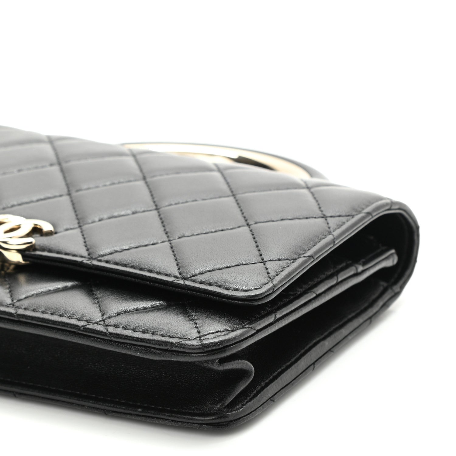 Chanel Lambskin Quilted Top Handle Wallet On Chain WOC Black 11 of 12