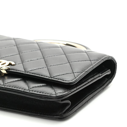 Chanel Lambskin Quilted Top Handle Wallet On Chain WOC Black 11 of 12