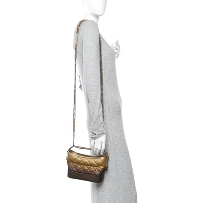 Chanel Metallic Goatskin Quilted Small Gabrielle Hobo Gold Bronze 2 of 13
