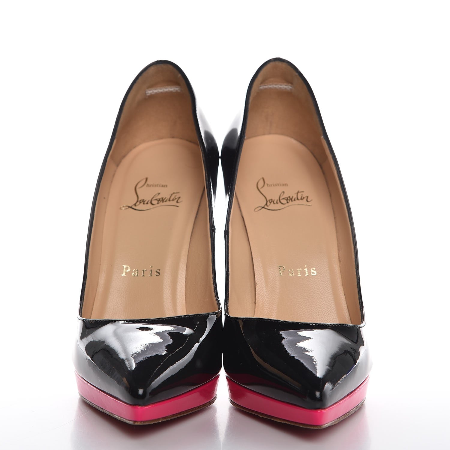 Christian Louboutin Patent Pigalle Plato 120 Pumps 35 Fluo Black Rose Matador 2 of 10