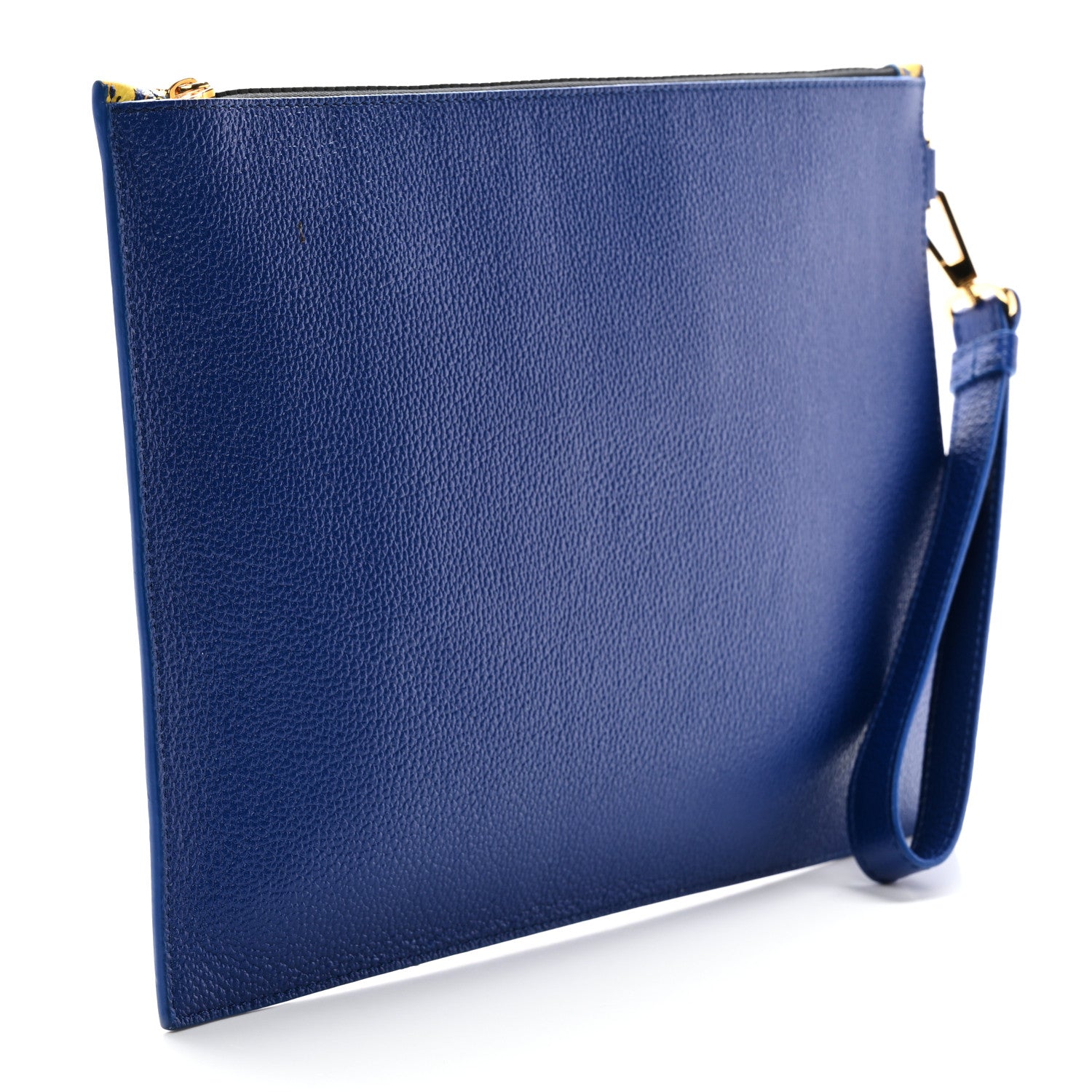 Versace Calfskin Heritage Barocco Print Wristlet Pouch Bluette 3 of 6