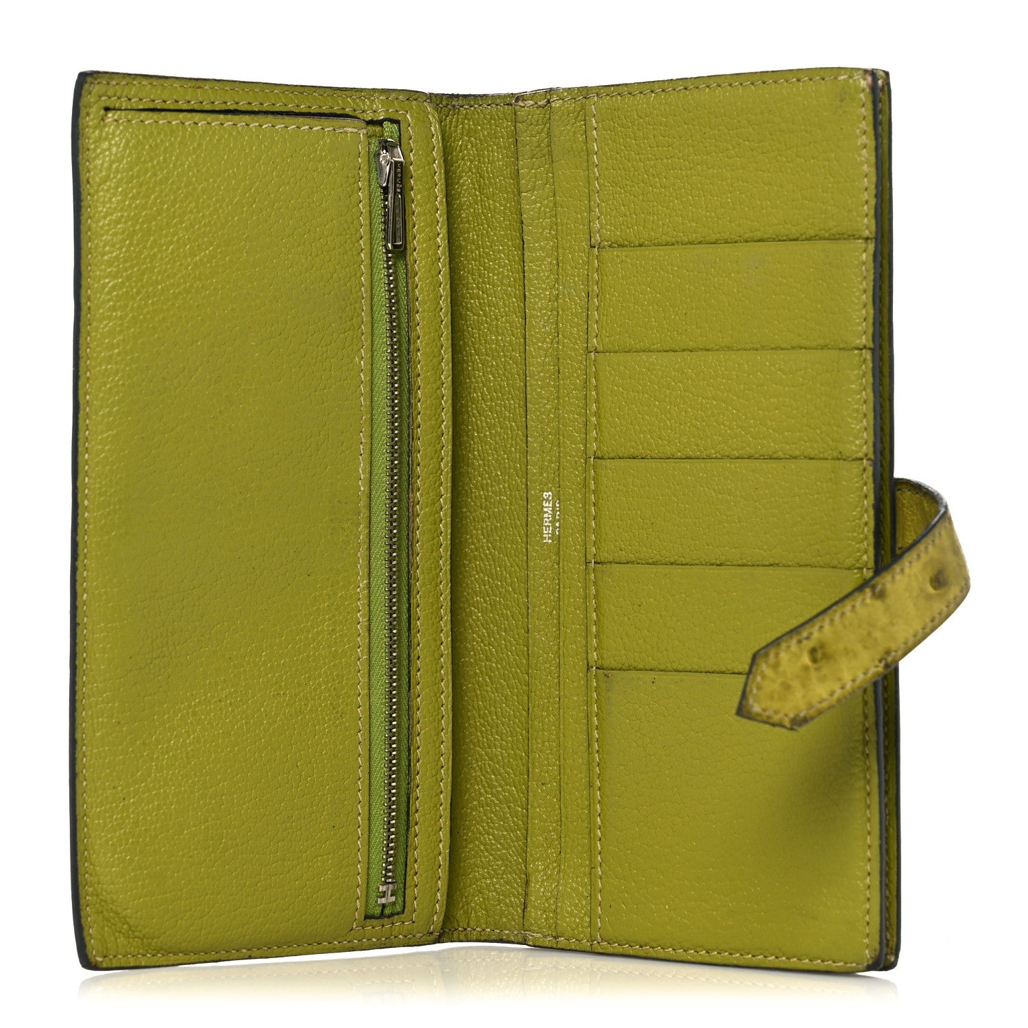 Hermes Ostrich Bearn Gusset Wallet Vert Anis 5 of 19