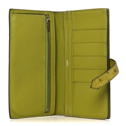 Hermes Ostrich Bearn Gusset Wallet Vert Anis 5 of 19